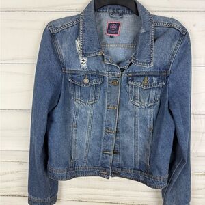 Boom Boom Jeans Distressed Blue Denim Jacket